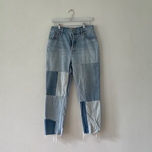 Everlane Jeans The 90’s Cheeky Jean Blue Patchwork Button Fly Size 29